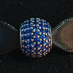 Authentic Retired Pandora Pave Lights Bead with Blue Nano Crystal - 791051NCB